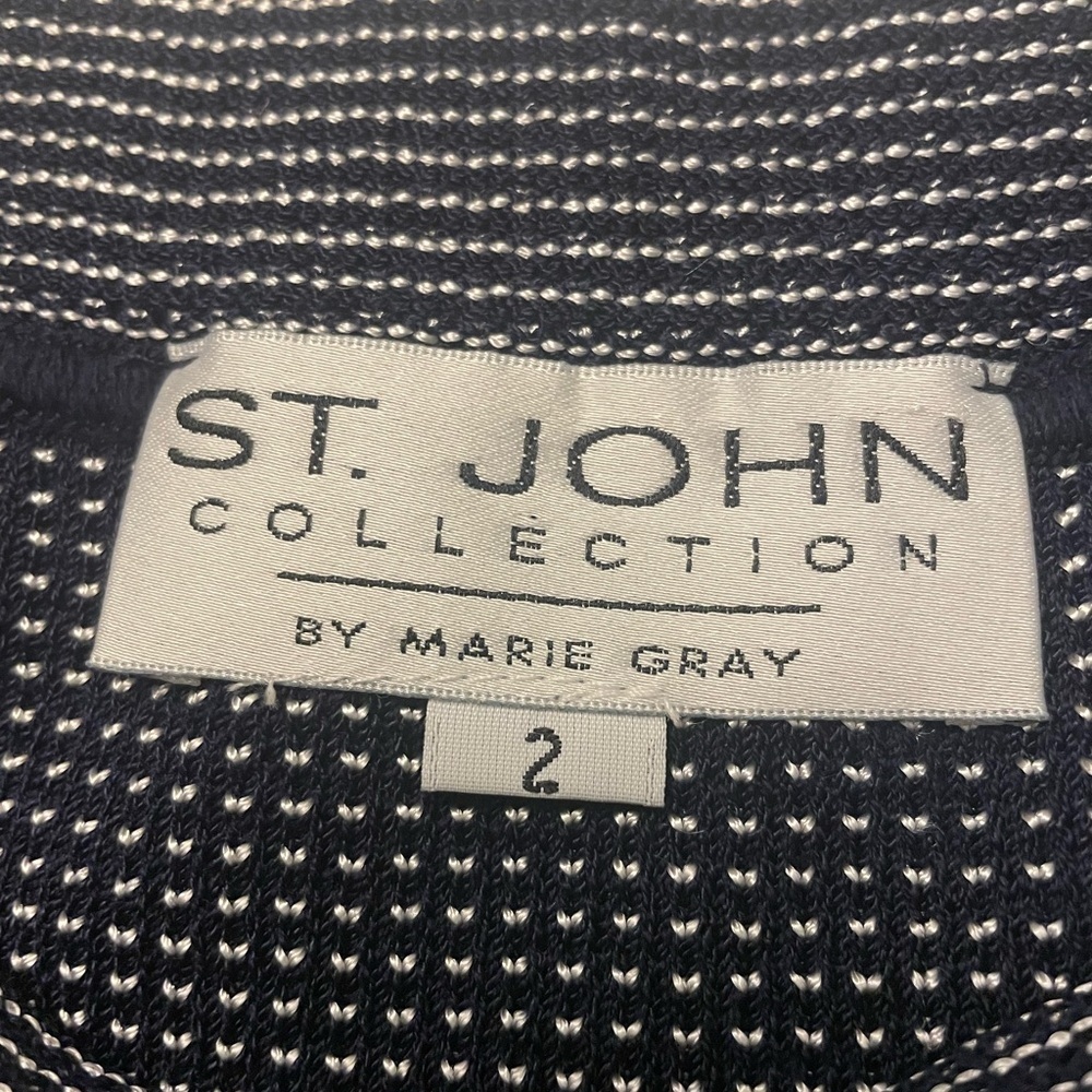 NWOT St. John Santana Knit Wool Blend Pencil Skirt Navy White Check US 2 Classic - Picture 3 of 9